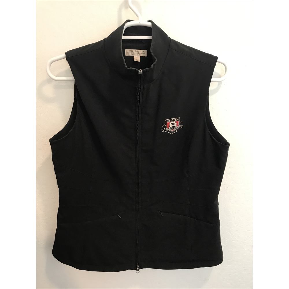Cutter & Buck 2010 US Open Pebble Beach Golf Vest Womens XL Black Full Zip